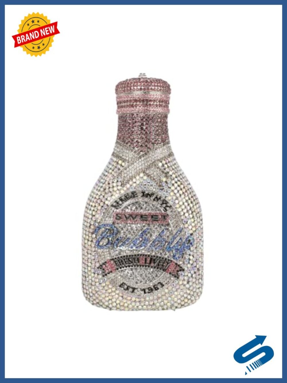 Rhinestone Evening Clutch Champagne Bottle Shape Detachable Chain Party Bag